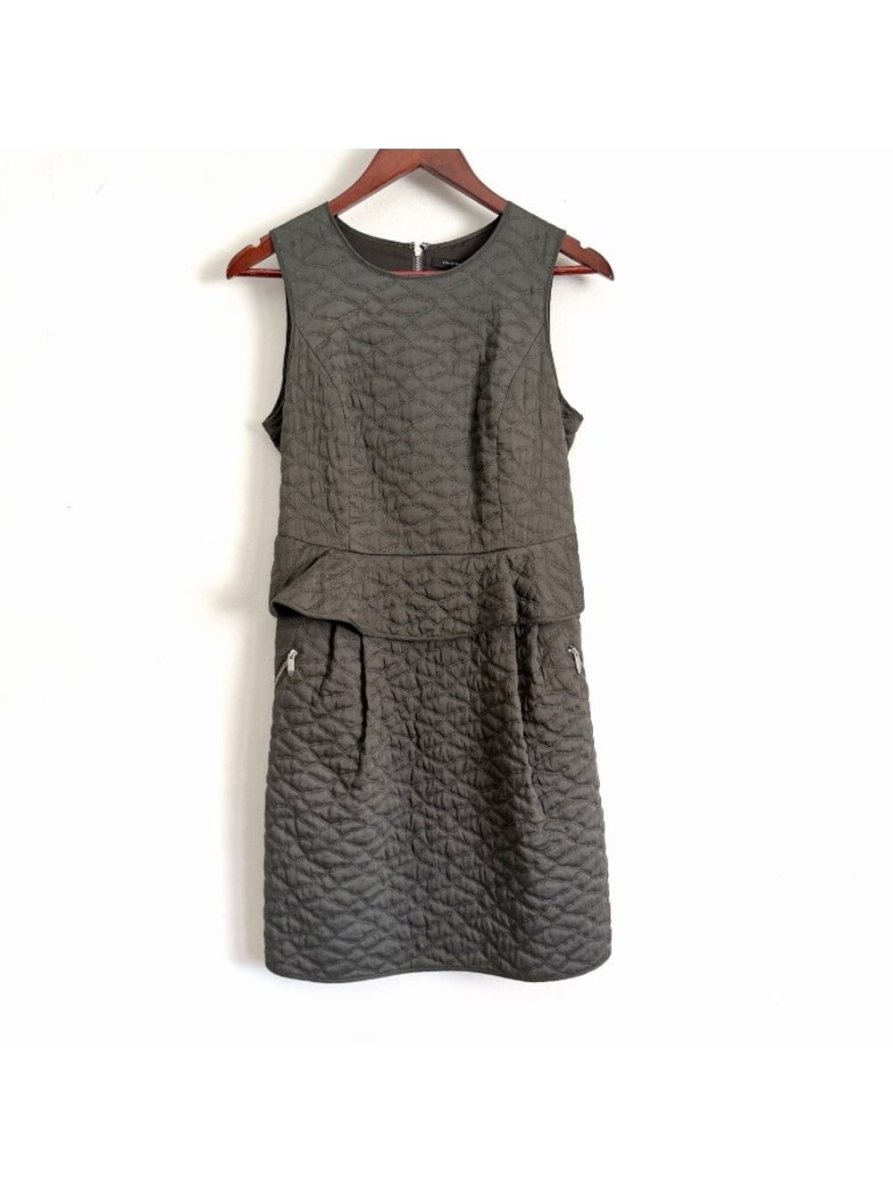 Theyskens' Theory Gray Quilted Peplum Dasta Dress Sleeveless Women’s Size 4